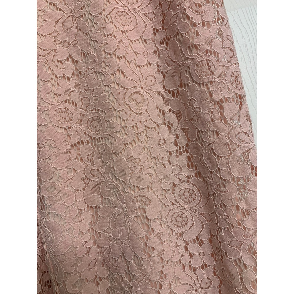 Isaac Mizrahi Live Pink Floral Lace Wide Leg Pants Scalloped Hem Medium - Picture 9 of 10